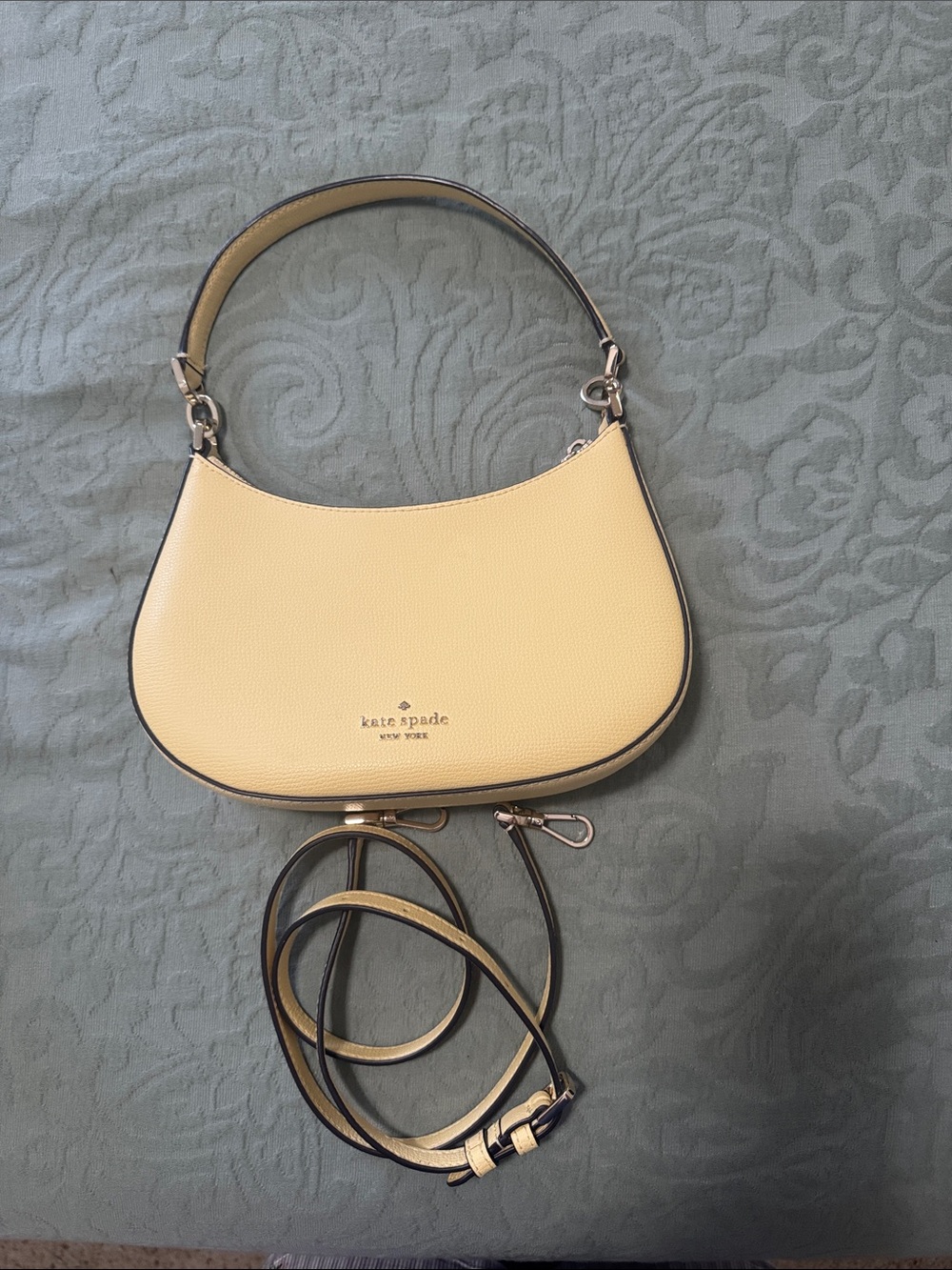 kate spade Cream Pebbled Leather Shoulder Bag with Detachable Strap